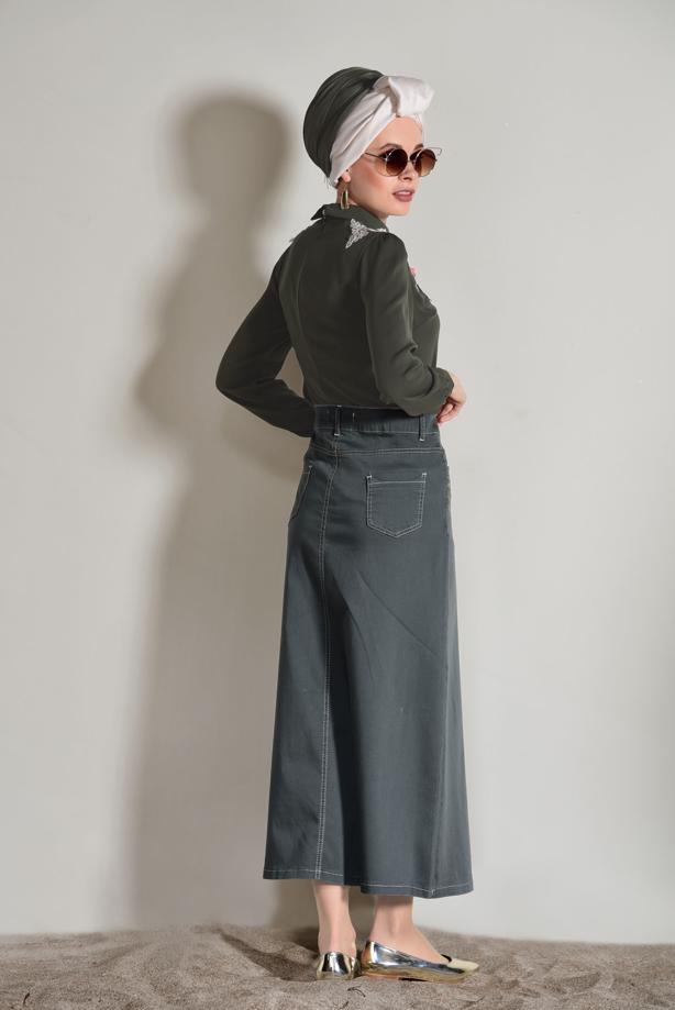 Tesettür giyim  ÜÇ BOYUTLU ÇİÇEK DETAYLI BLUZ 3808 - TRENDTESETTÜR