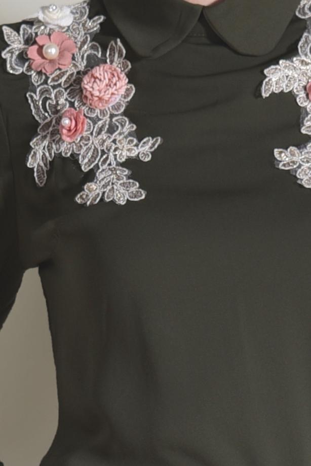 Tesettür giyim  ÜÇ BOYUTLU ÇİÇEK DETAYLI BLUZ 3808 - TRENDTESETTÜR