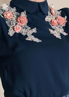 Tesettür giyim MAVİ ÜÇ BOYUTLU ÇİÇEK DETAYLI BLUZ 3808