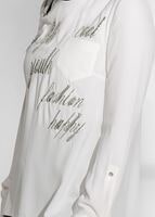 Tesettür giyim EKRU YAZI DETAYLI BİSİKLET YAKA BLUZ 4106 