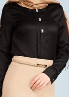 Tesettür giyim SİYAH TAŞLI DÜĞME DETAYLI BLUZ 4191 