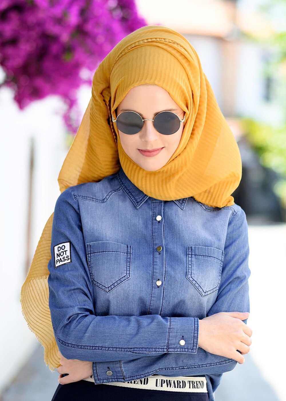 Tesettür giyim LACİVERT CEP DETAYLI DENİM BLUZ 4259