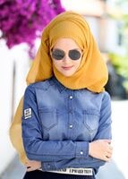 Tesettür giyim LACİVERT CEP DETAYLI DENİM BLUZ 4259