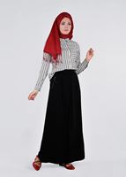 Tesettür giyim SİYAH ÇİZGİLİ CEP DETAYLI BLUZ 4382 