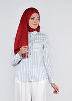 Tesettür giyim MAVİ ÇİZGİLİ CEP DETAYLI BLUZ 4382 