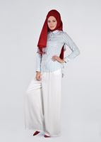 Tesettür giyim MAVİ ÇİZGİLİ CEP DETAYLI BLUZ 4382 