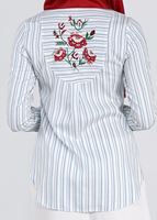 Tesettür giyim MAVİ ÇİZGİLİ CEP DETAYLI BLUZ 4382 