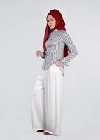 Tesettür giyim LACİVERT ÇİZGİLİ CEP DETAYLI BLUZ 4382 