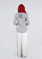 Tesettür giyim LACİVERT ÇİZGİLİ CEP DETAYLI BLUZ 4382 