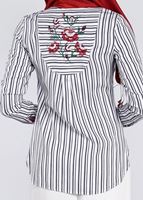 Tesettür giyim LACİVERT ÇİZGİLİ CEP DETAYLI BLUZ 4382 