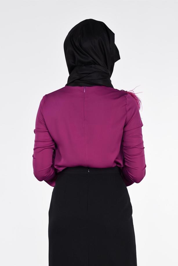 Vêtements hijab  EMBROIDERY DETAIL BLOUSE 4416   - TRENDTESETTÜR