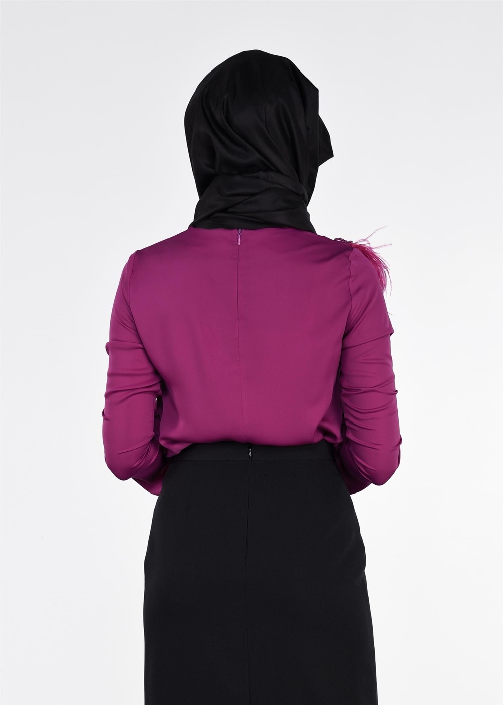 Vêtements hijab POURPRE BLOUSE DÉTAILLÉE DE BRODERIE 4416