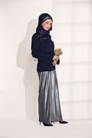 Tesettür giyim LACİVERT NAKIŞ DETAYLI BLUZ 4416 