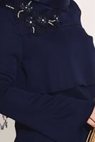 Tesettür giyim LACİVERT NAKIŞ DETAYLI BLUZ 4416 