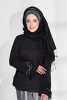 Tesettür giyim SİYAH NAKIŞ DETAYLI BLUZ 4417 