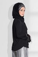 Tesettür giyim SİYAH NAKIŞ DETAYLI BLUZ 4417 