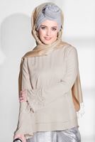 Tesettür giyim BEJ NAKIŞ DETAYLI BLUZ 4417 
