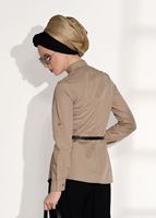 Tesettür giyim KAHVE ZIMBA DETAYLI SPOR BLUZ 4424