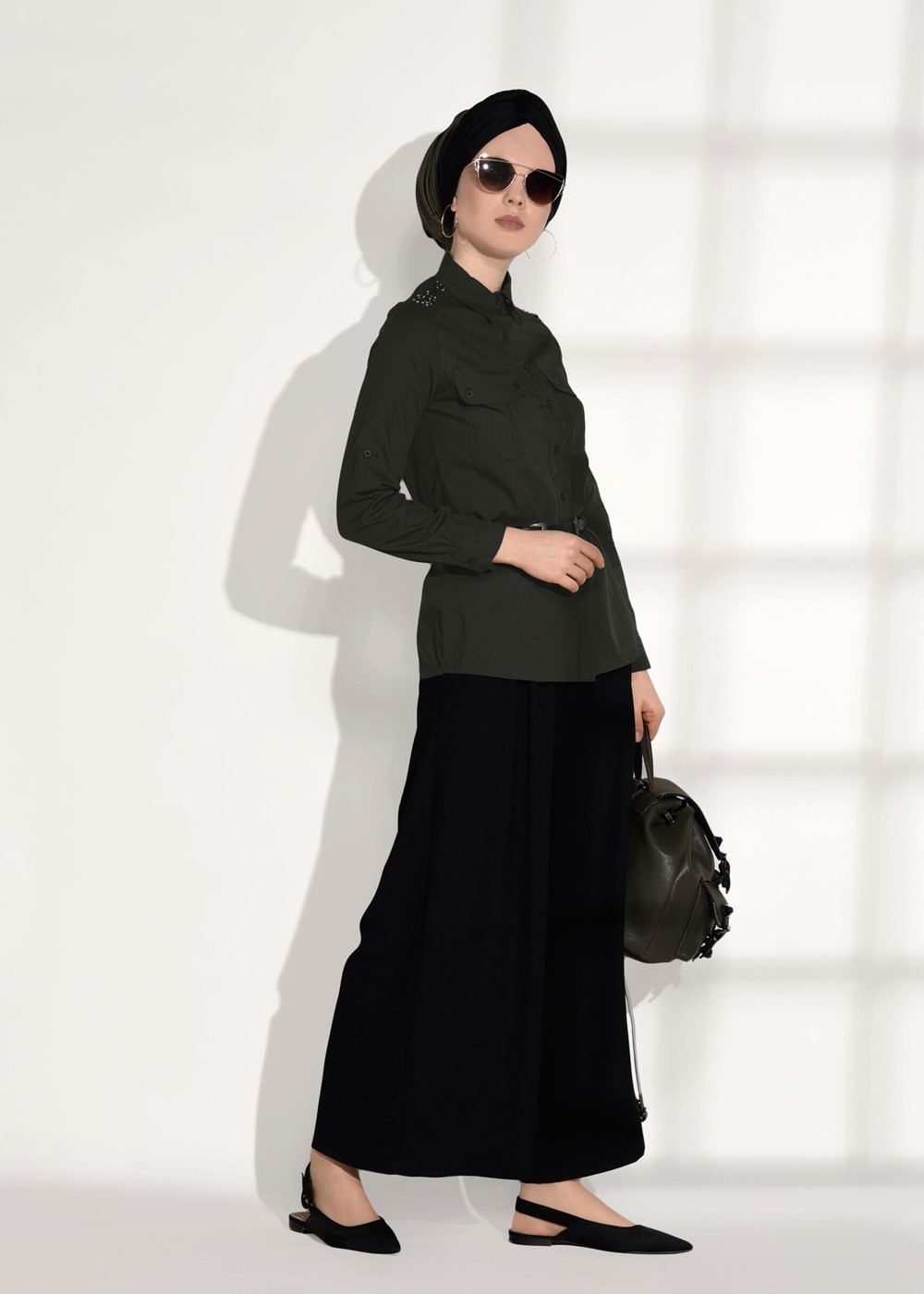 Vêtements hijab KAKI CHEMISIER SPORT 4424