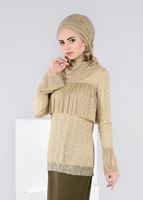 Tesettür giyim ALTIN SİMLİ KUMAŞ VOLANLI BLUZ 4527 