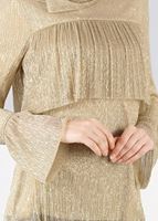 Tesettür giyim ALTIN SİMLİ KUMAŞ VOLANLI BLUZ 4527 