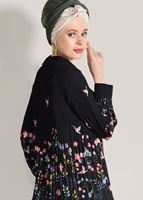 Tesettür giyim SİYAH PİLİSELİ BASKILI BLUZ 5198