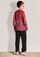 Tesettür giyim KAHVE PİLİSELİ BASKILI BLUZ 5198