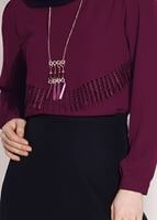 Tesettür giyim MOR DANTEL DETAYLI BLUZ 5207