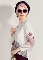 Tesettür giyim KREM DİJİTAL BASKI DESENLİ BLUZ 5308 