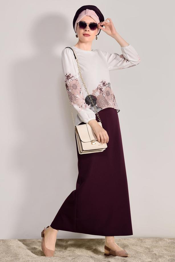 Tesettür giyim  DİJİTAL BASKI DESENLİ BLUZ 5308  - TRENDTESETTÜR
