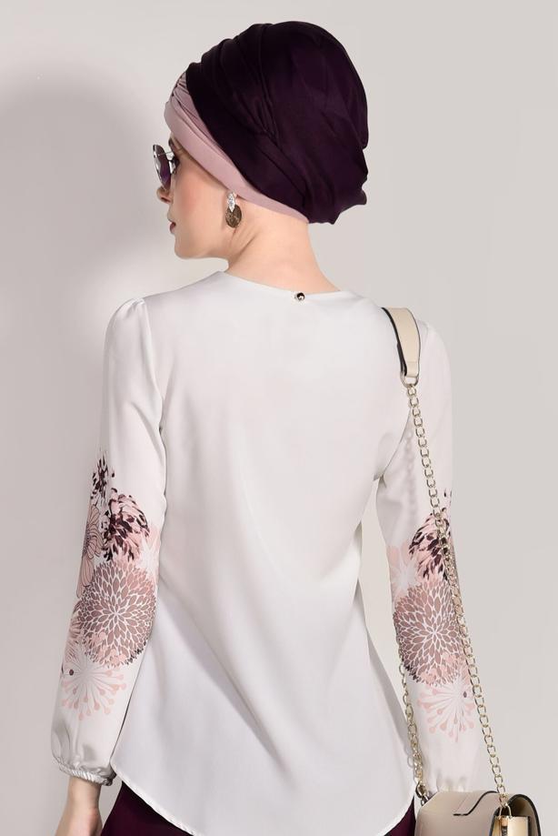 Tesettür giyim  DİJİTAL BASKI DESENLİ BLUZ 5308  - TRENDTESETTÜR