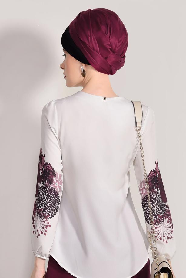 Tesettür giyim  DİJİTAL BASKI DESENLİ BLUZ 5308  - TRENDTESETTÜR