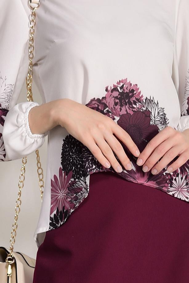 Tesettür giyim  DİJİTAL BASKI DESENLİ BLUZ 5308  - TRENDTESETTÜR