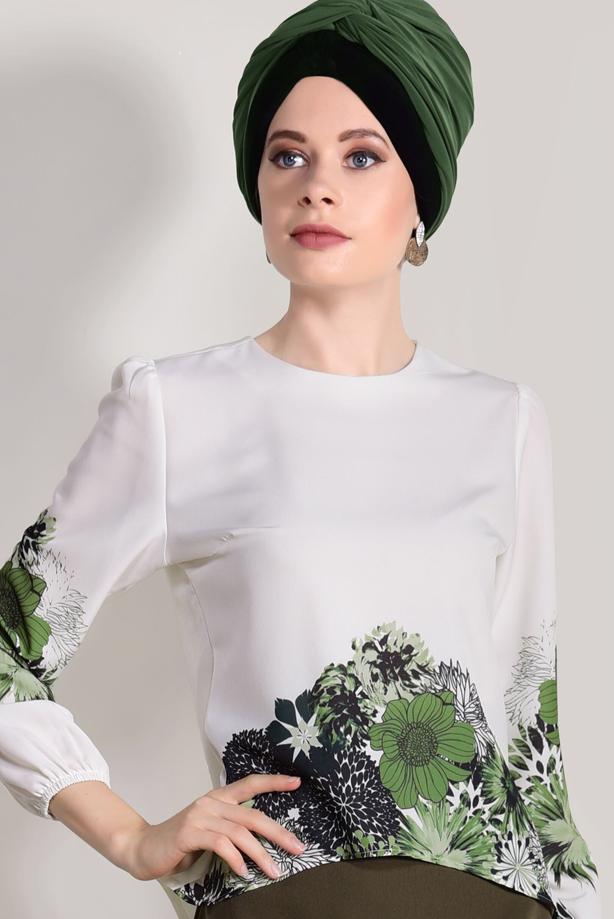 Tesettür giyim  DİJİTAL BASKI DESENLİ BLUZ 5308  - TRENDTESETTÜR