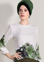 Tesettür giyim KREM DİJİTAL BASKI DESENLİ BLUZ 5308 
