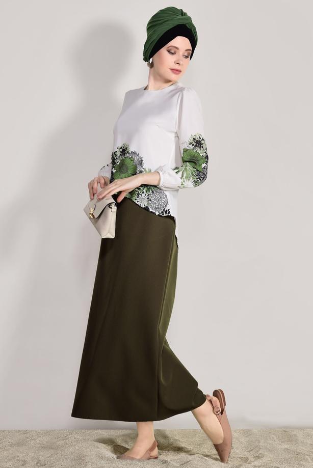 Tesettür giyim  DİJİTAL BASKI DESENLİ BLUZ 5308  - TRENDTESETTÜR