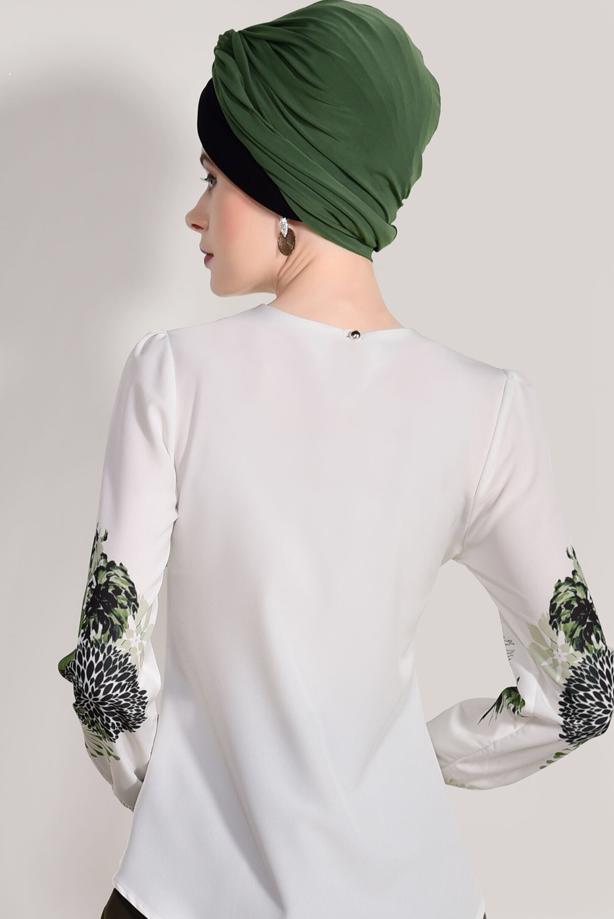 Tesettür giyim  DİJİTAL BASKI DESENLİ BLUZ 5308  - TRENDTESETTÜR