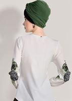 Tesettür giyim KREM DİJİTAL BASKI DESENLİ BLUZ 5308 
