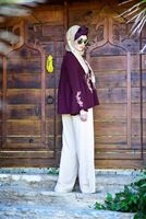 Tesettür giyim MOR KOLLARI VOLANLI NAKIŞ DETAYLI BLUZ 5505 