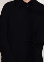 Tesettür giyim SİYAH T 6102 Stn- Aksesuar Detaylı Bluz