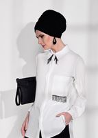 Vêtements hijab CRÈME CHEMISIER DÉTAIL ACCESSOIRE T 6102