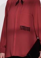 Tesettür giyim KIRMIZI T 6102 Stn- Aksesuar Detaylı Bluz