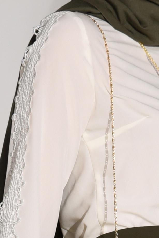 Tesettür giyim  KOL KISMI GÜPÜR DETAYLI BLUZ 6107 - TRENDTESETTÜR