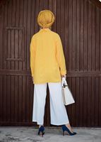 Tesettür giyim SARI T 6375 Asmiray- İşleme Detaylı Salaş Bluz