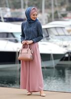 Tesettür giyim LACİVERT T 6507 Armalin- Örgü Detaylı Bluz