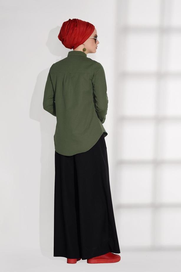 Hijab-Kleidung  CEPLİ ŞERİT DETAYLI BLUZ 6524 - TRENDTESETTÜR