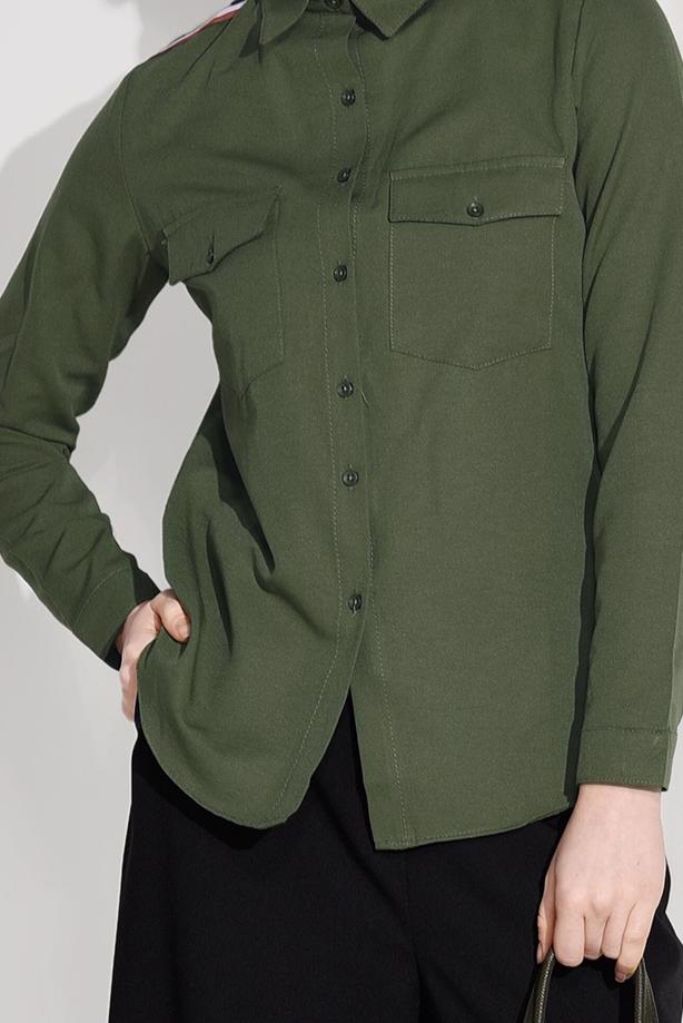 Hijab-Kleidung  CEPLİ ŞERİT DETAYLI BLUZ 6524 - TRENDTESETTÜR