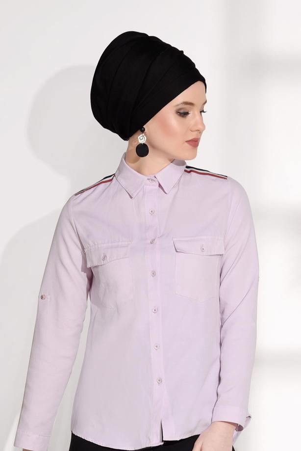 Hijab-Kleidung  CEPLİ ŞERİT DETAYLI BLUZ 6524 - TRENDTESETTÜR