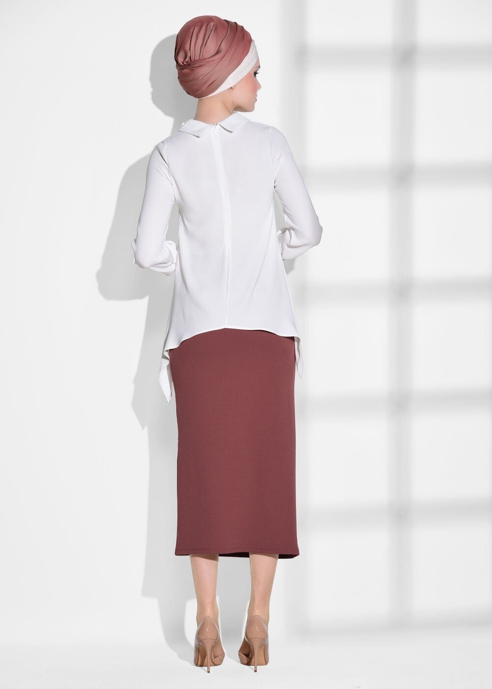 Vêtements hijab BLANC CHEMISIER BRODÉ FLEURS T 7065