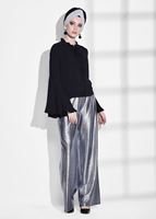 Tesettür giyim SİYAH KOLLARI VOLANLI BLUZ 7142